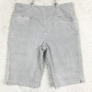 FDJ French‎ Dressing Jeans Womens Shorts Bermuda Navy White Pinstripe Denim 10